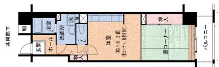 山陽本線 兵庫駅 徒歩7分 14階建 築31年(ワンルーム/9階)の間取り写真