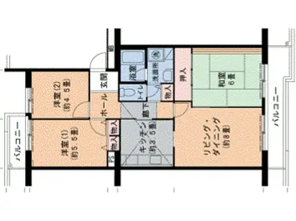 神戸市西神山手線 妙法寺駅(兵庫) 徒歩11分 7階建 築39年(3LDK/5階)の間取り写真