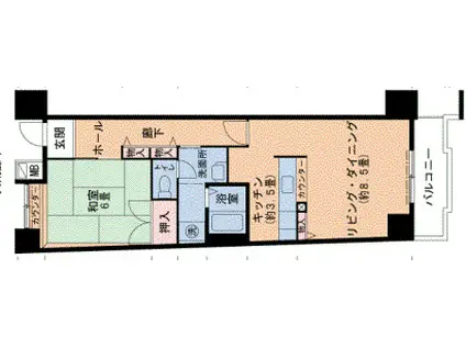 山陽本線 兵庫駅 徒歩7分 14階建 築30年(1LDK/5階)の間取り写真