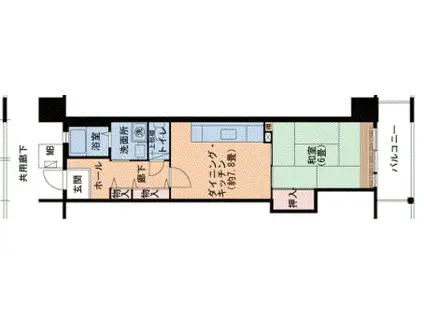 山陽本線 兵庫駅 徒歩7分 14階建 築30年(1DK/4階)の間取り写真