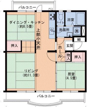 神戸市西神山手線 名谷駅 徒歩15分 5階建 築46年(1LDK/5階)の間取り写真