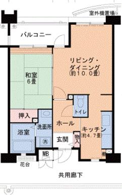 山陽本線 新長田駅 徒歩3分 12階建 築25年(1LDK/4階)の間取り写真