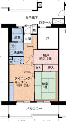 神戸市西神山手線 名谷駅 徒歩5分 9階建 築29年(1DK/6階)の間取り写真