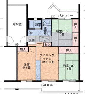 神戸電鉄公園都市線 南ウッディタウン駅 徒歩9分 5階建 築31年(3LDK/1階)の間取り写真