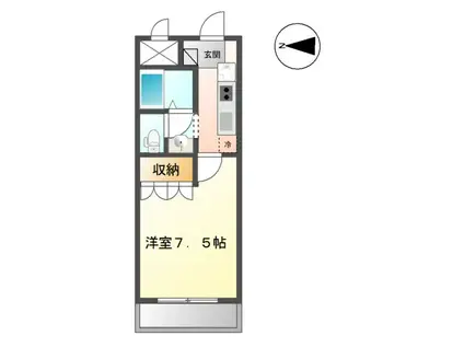 アビエスⅢ(1K/1階)の間取り写真