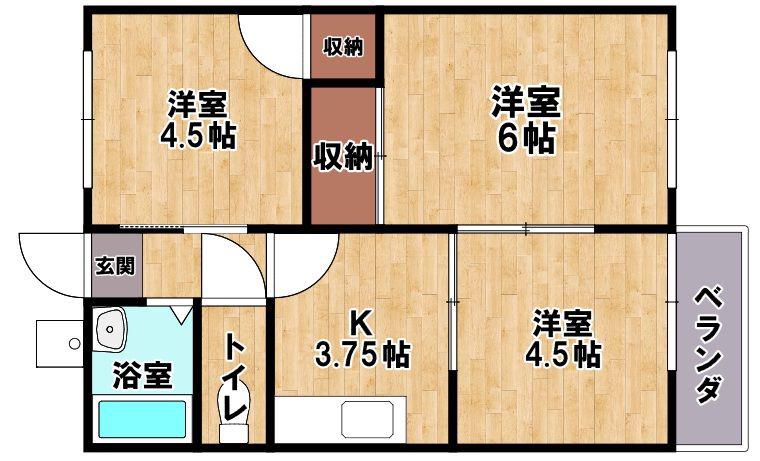 第2北村ハイツ(3K/2階)の間取り写真
