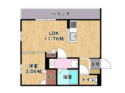 VIENTO彦根(1LDK/3階)の間取り写真