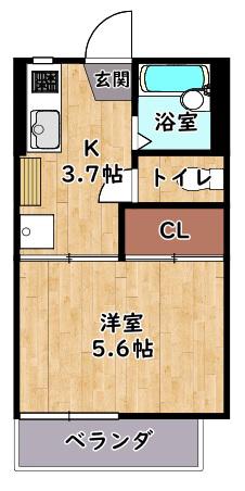 ハイツてんりゅう(1K/2階)の間取り写真