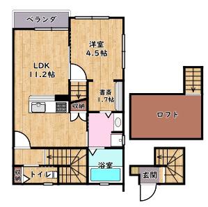 シエリアスクエア(1LDK/2階)の間取り写真