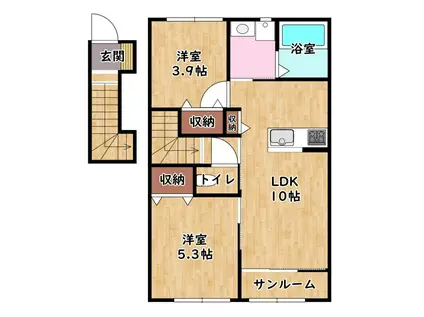 グッドライフステージ南川瀬(2LDK/2階)の間取り写真