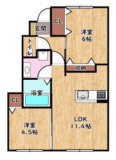 ベルフルール(2LDK/1階)の間取り写真