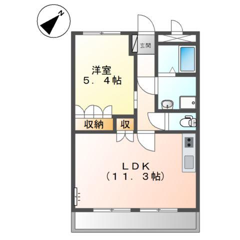 東海道本線 能登川駅 バス乗車時間:20分 香之庄バス停で下車 徒歩10分 2階建 築18年(1LDK/2階)の間取り写真