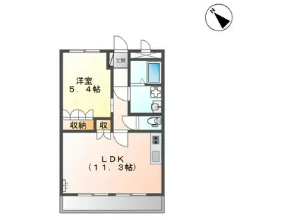 東海道本線 能登川駅 バス乗車時間:20分 香之庄バス停で下車 徒歩10分 2階建 築18年(1LDK/2階)の間取り写真