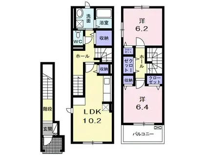 ラビットレジデンス(2LDK/2階)の間取り写真