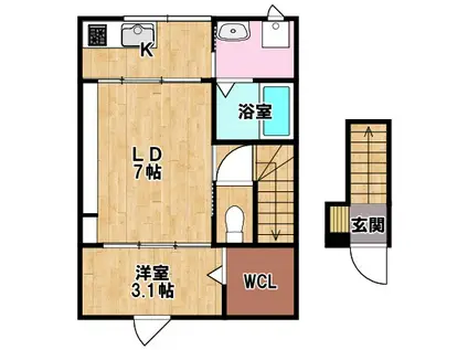 BILLS 颯(1LDK/2階)の間取り写真