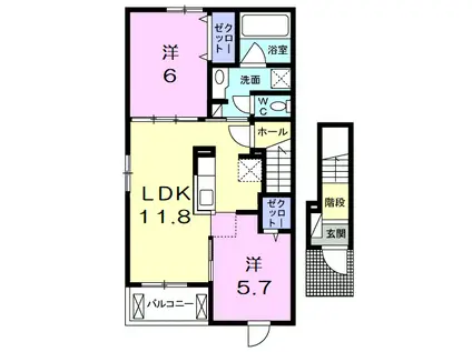 エーリ・フノマージュ(2LDK/2階)の間取り写真