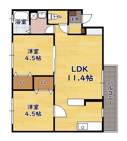 RFマンション山階(2LDK/2階)の間取り写真