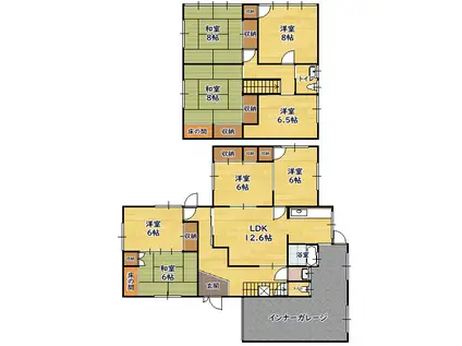 東海道本線 近江長岡駅 徒歩75分 2階建 築56年(8LDK)の間取り写真