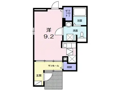 レイクサイド・WIN(1K/1階)の間取り写真