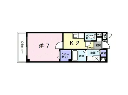 ラック ペーシュ(1K/2階)の間取り写真