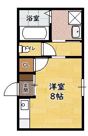プロムナード(ワンルーム/2階)の間取り写真