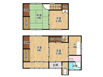 北陸本線 木ノ本駅 徒歩5分 2階建 築42年(4K)の間取り写真