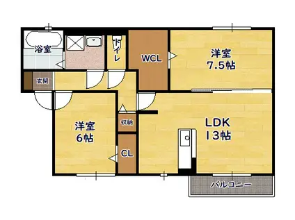 グレイスソシアキトロ(2LDK/2階)の間取り写真