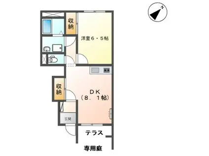 サンライズ21 Ⅱ(1DK/1階)の間取り写真
