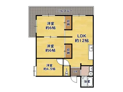 シャンポール中山(3LDK/2階)の間取り写真