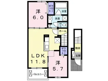 エーリ・フノマージュ(2LDK/2階)の間取り写真