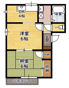 リバティハイツ(2DK/1階)の間取り写真