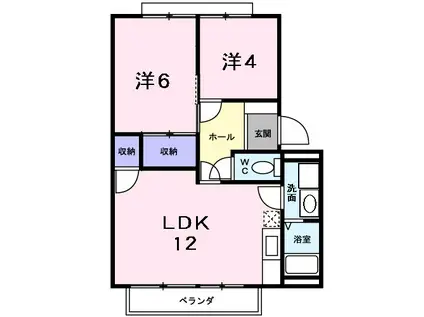ノースヴィリッジA(2LDK/2階)の間取り写真