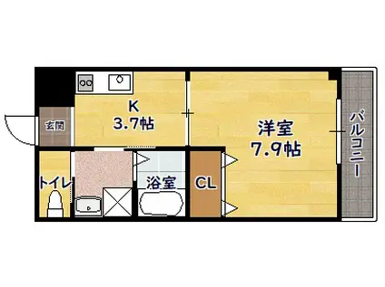 ウエストヴィレッジ11(1K/2階)の間取り写真