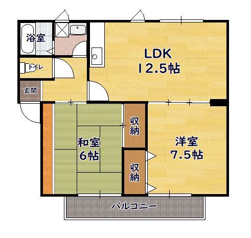 NOBLE弐番館(2LDK/1階)の間取り写真