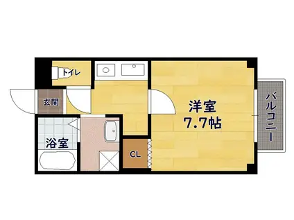 勝ハイツ 壱番館(1K/2階)の間取り写真