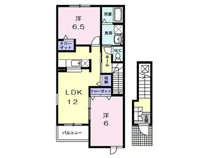 ソル・レヴェンテ・ドゥーエ(2LDK/2階)の間取り写真