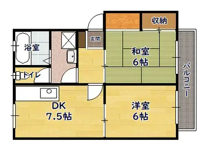 レストハイツA・B(2DK/1階)の間取り写真