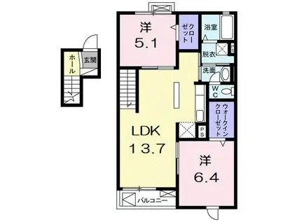 カモミール(2LDK/4階)の間取り写真