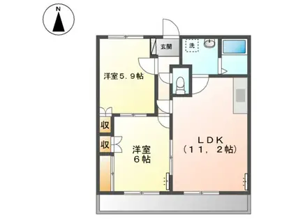 コンフォール(2LDK/1階)の間取り写真