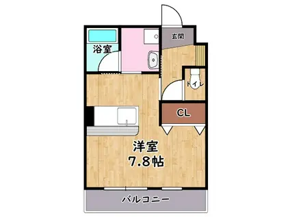 クレアシオン(ワンルーム/1階)の間取り写真