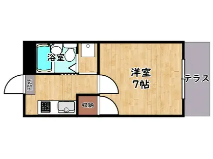 Kマンション日夏(1K/1階)の間取り写真