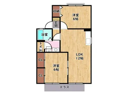 グリーンタウン杉原(2LDK/1階)の間取り写真