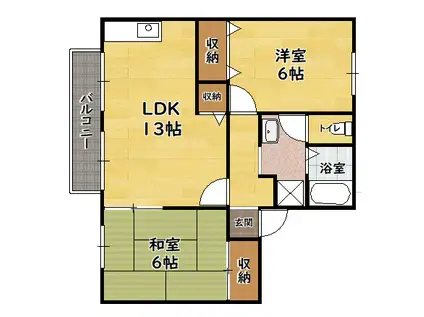 フェリーチェ(2LDK/2階)の間取り写真