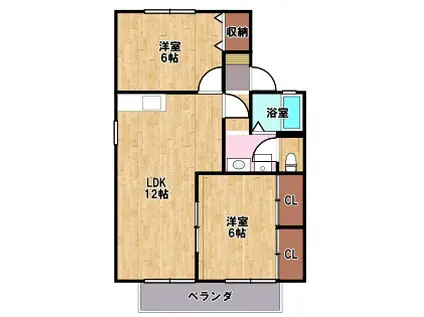 グリーンタウン杉原(2LDK/2階)の間取り写真