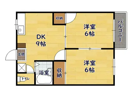 ミンミンハイツ(2DK/1階)の間取り写真