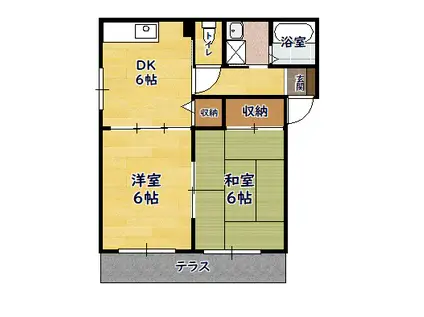 メゾンシャロームⅡ(2DK/2階)の間取り写真