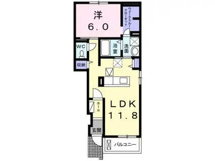 サクラ平Ⅱ(1LDK/1階)の間取り写真