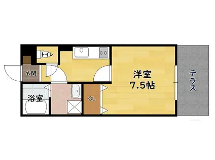 グランモア塩津(1K/1階)の間取り写真