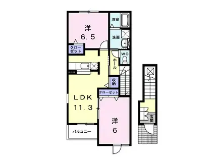 ノーチェ(2LDK/2階)の間取り写真