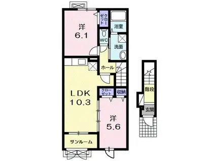 ラポール(2LDK/2階)の間取り写真